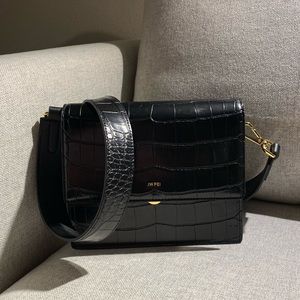 JW PEI Black Croc Shoulder Bag